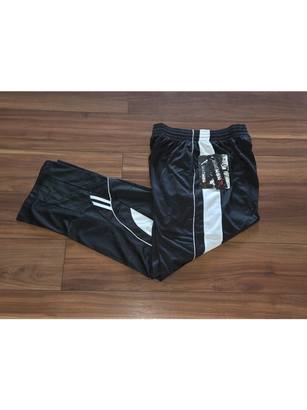 NBN Gear Elastic Waist Drawstring Athletic Sweatpants Black/White Men Sz Small